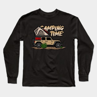 Creme Jeep Design Camping Time Long Sleeve T-Shirt